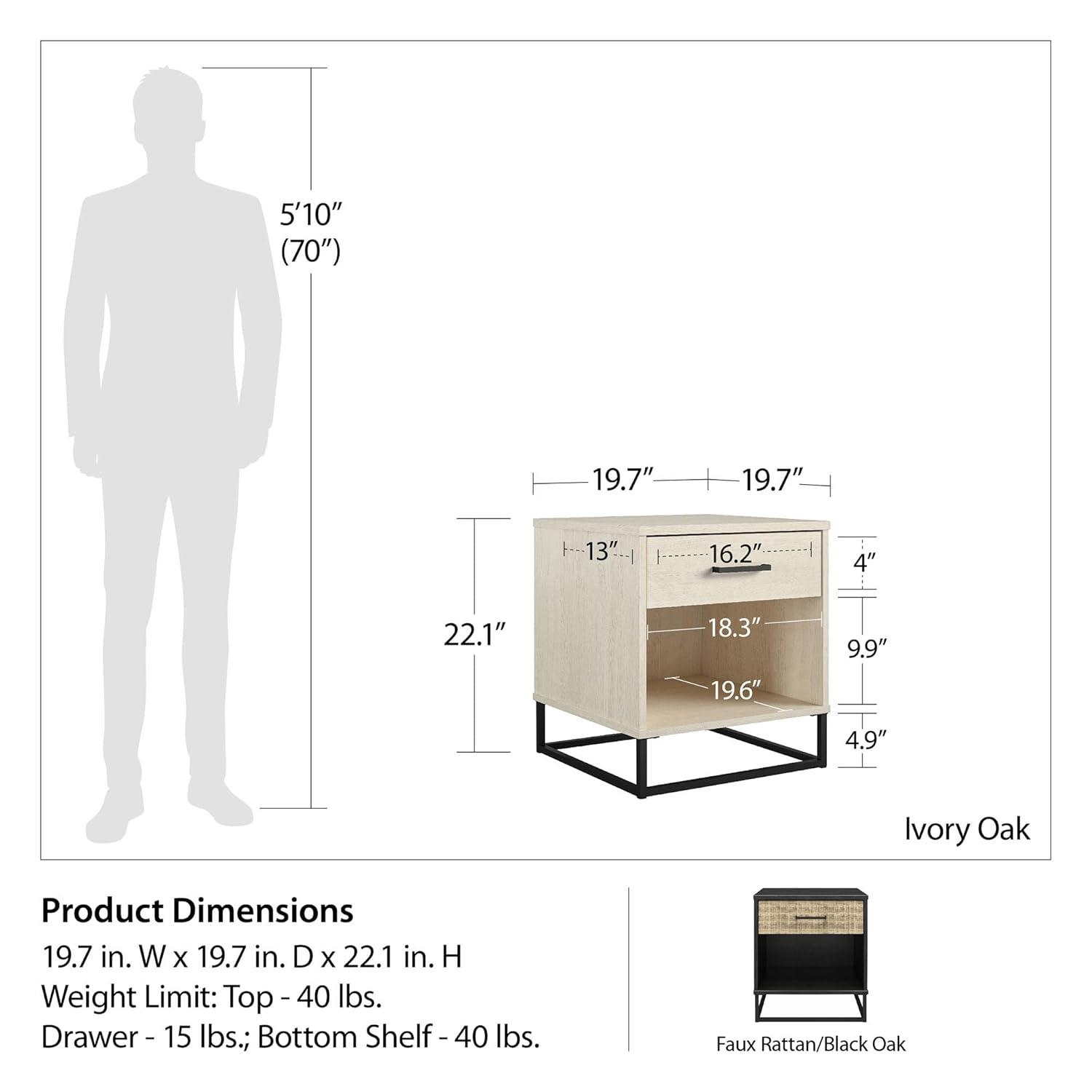 Kelly 1 - Drawer Nightstand