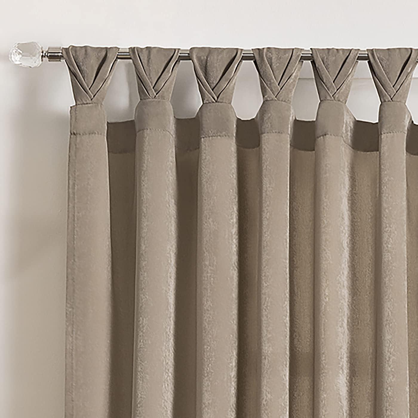Achim Home Furnishing: Peri Window Curtain Panels with Tulip Tab Top, Taupe, 52" x 63"