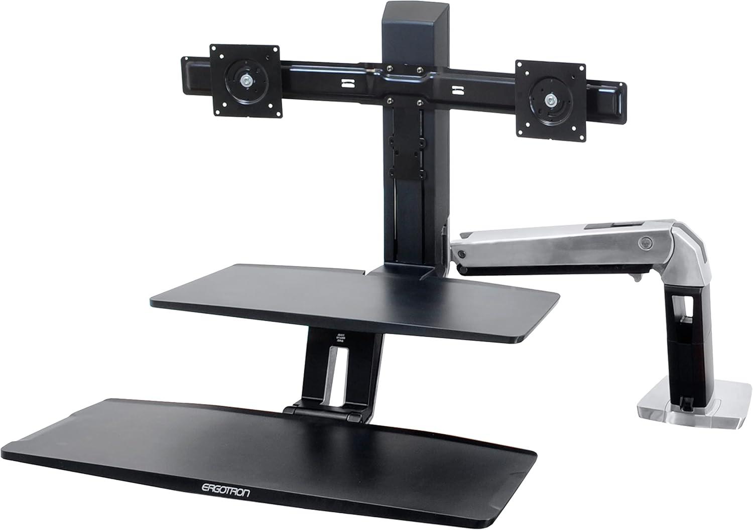 Adjustable Aluminum and Steel Dual Monitor Standing Desk Converter