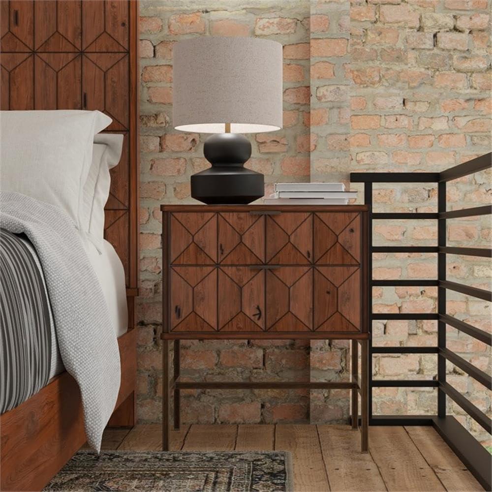 Origins by Alpine    Trig Two Drawer Nightstand