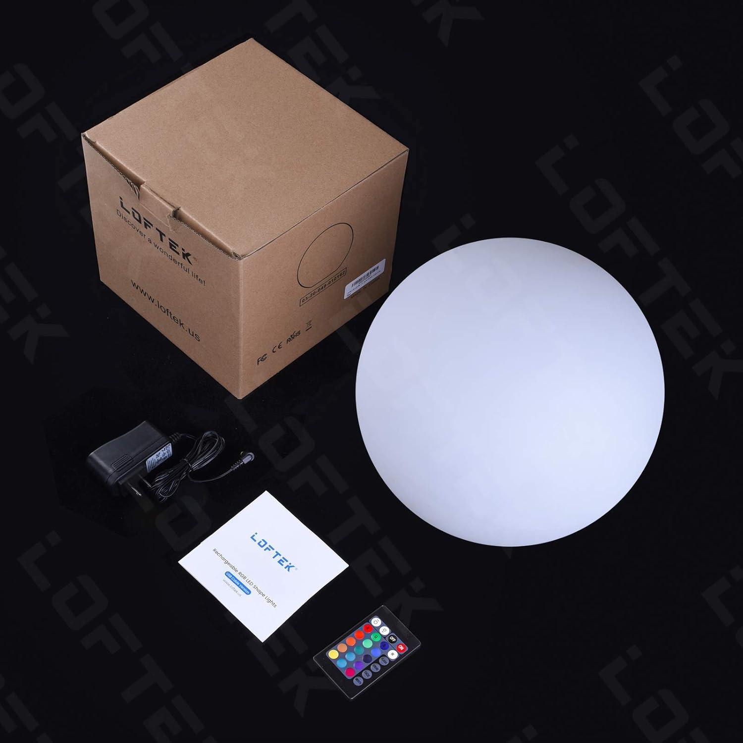 LOFTEK 12-inch LED Dimmable Light Ball: Waterproof Floating Pool Lights with Remote, 16 Colors Sphere Night Light, Cordless & Fast Chargeable, Sensory Toys for Kids, Home, Party, Pool Decor