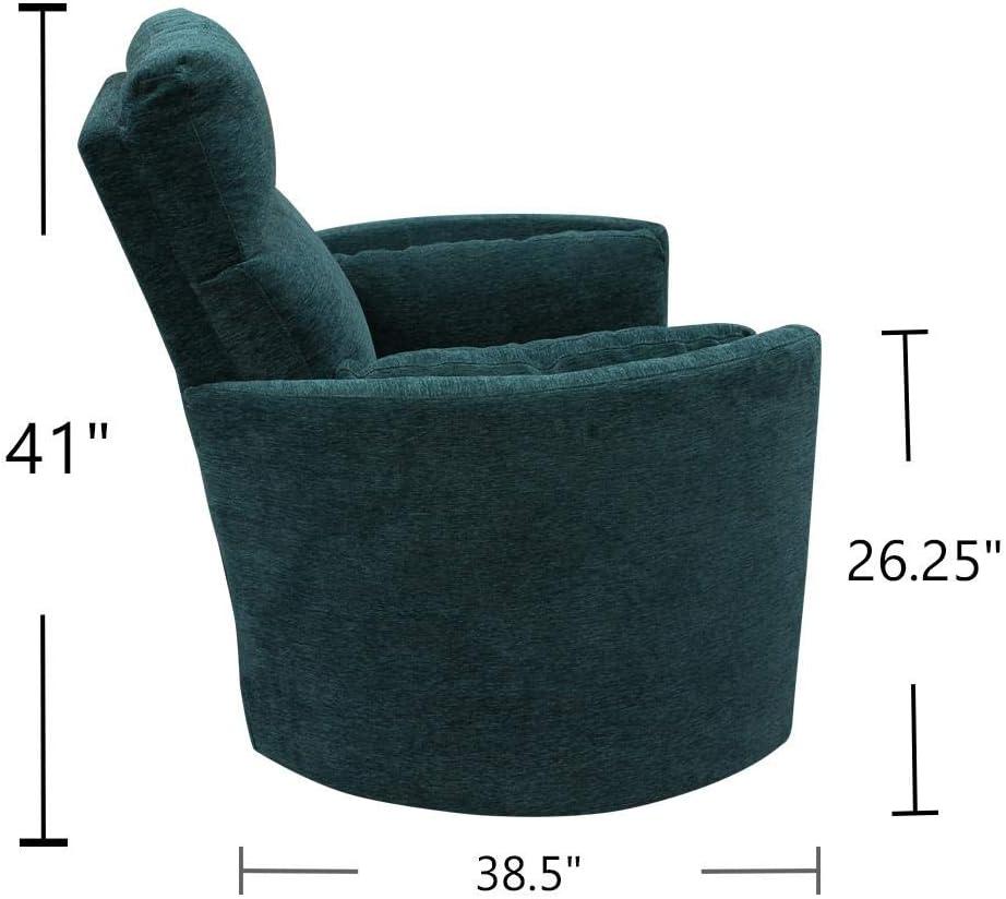 Contemporary Peacock Blue Leather Swivel Recliner Chair