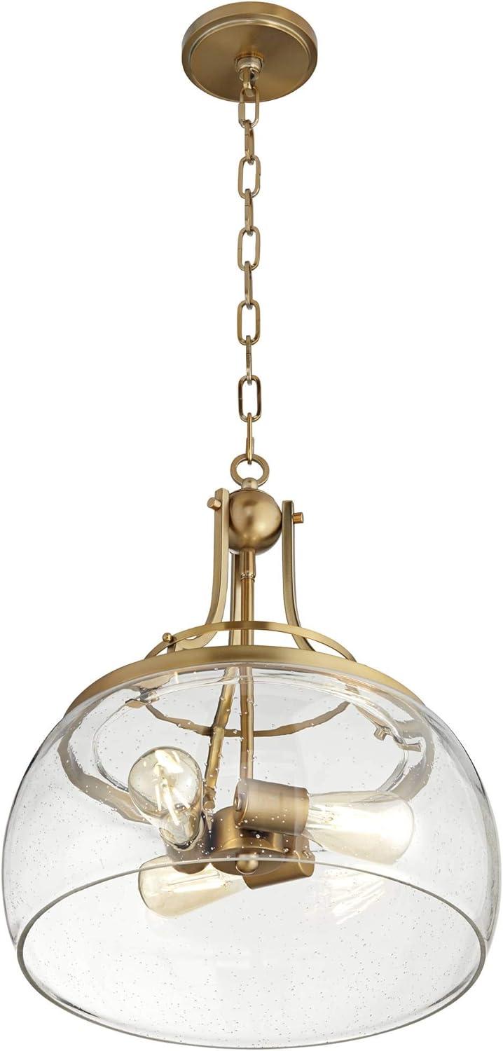 Franklin Iron Works Charleston Brass Pendant Lighting 13 1/2" Wide Modern LED Clear Glass Shade for Dining Room House Foyer Kitchen Island Entryway