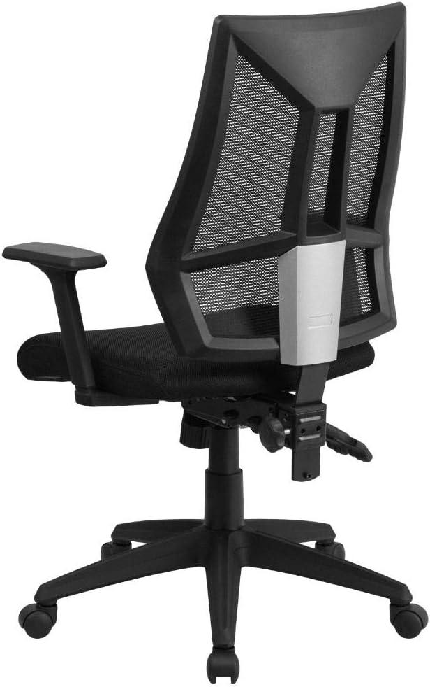 Flash Furniture High Back Black Mesh Multifunction Swivel Ergonomic Task Office Chair with Adjustable Arms