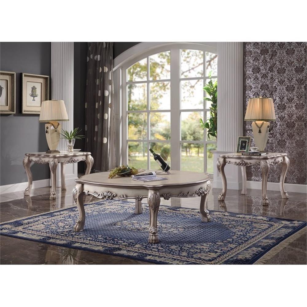 55" Dresden Coffee Table Vintage Bone White - Acme Furniture