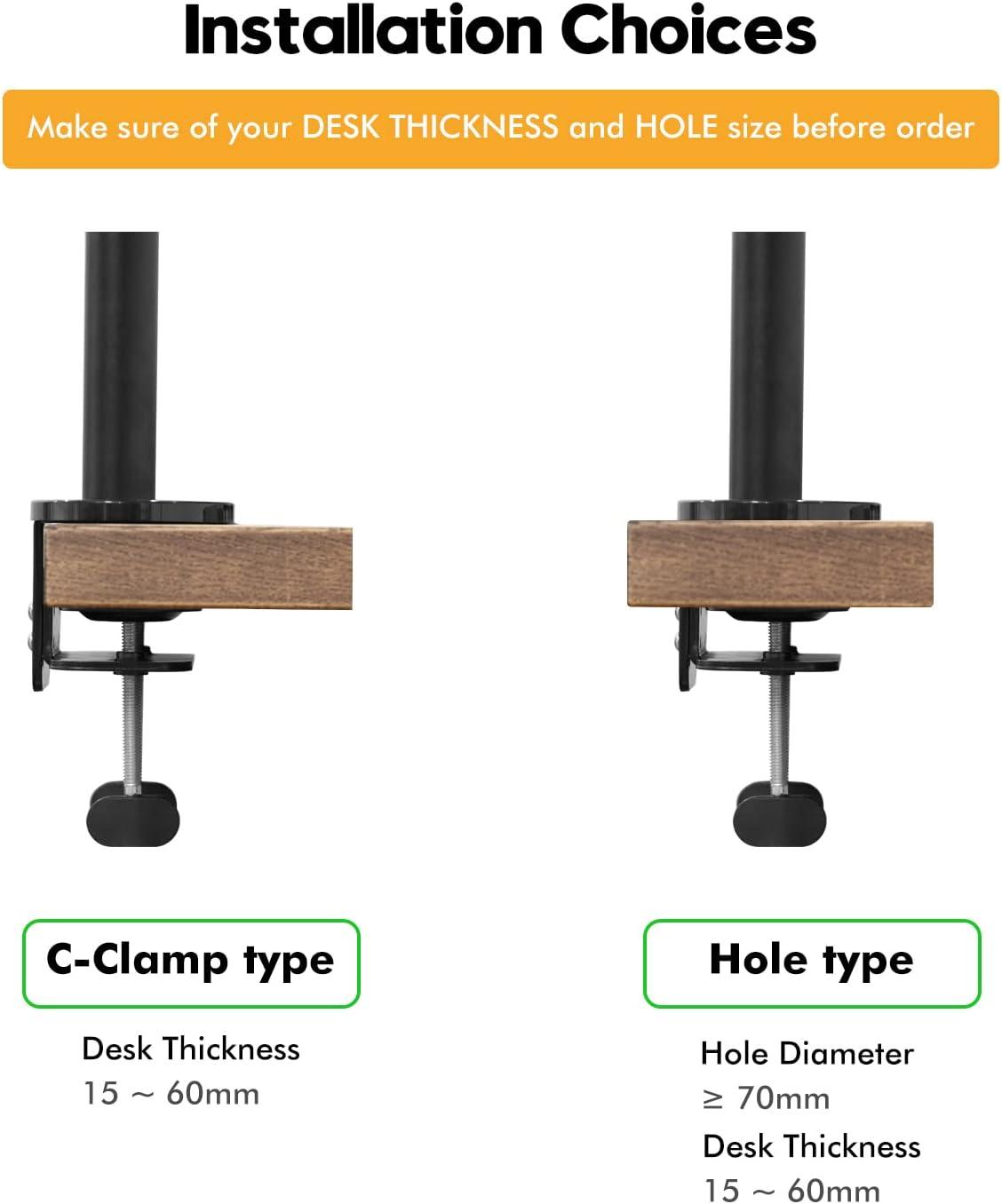 Viozon Monitor and Laptop Mount, 2-in-1 Adjustable Dual Arm Desk Mounts Single Desk Arm Stand/Holder for 17 to 32 Inch LCD Computer Screens, Extra Tray Fits 12 to 17 inch Laptops (Black)