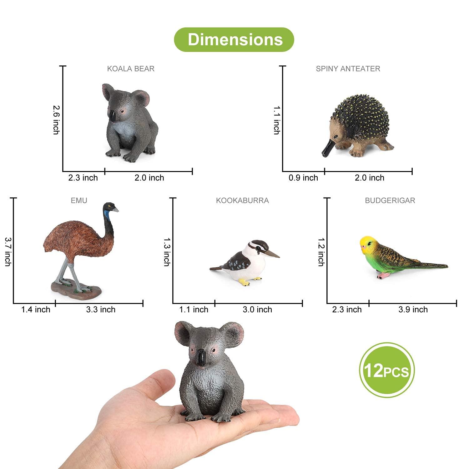 Volnau Animal Toys Figurines 12Pcs Australia Animal Figures Zoo Pack Educational Kangaroo Koala Sets