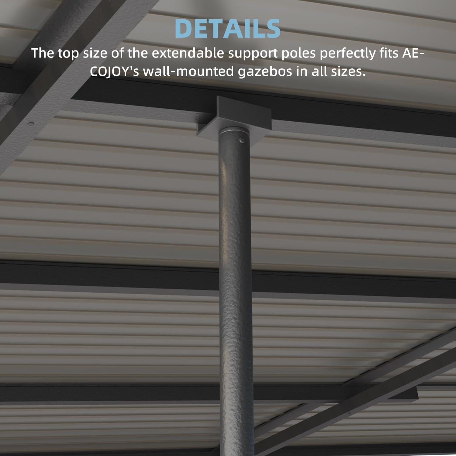 AECOJOY Universal Support Post for More Stability, Suitable for All AECOJOY Lean-to gazebo, Gazebo Accessories