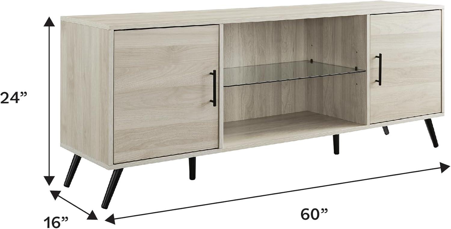 Walker Edison Mid Century 2-Door TV Stand for TVs up to 65", Birch