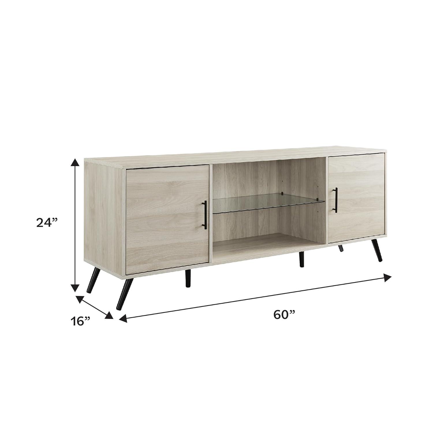 Walker Edison Mid Century 2-Door TV Stand for TVs up to 68", Birch