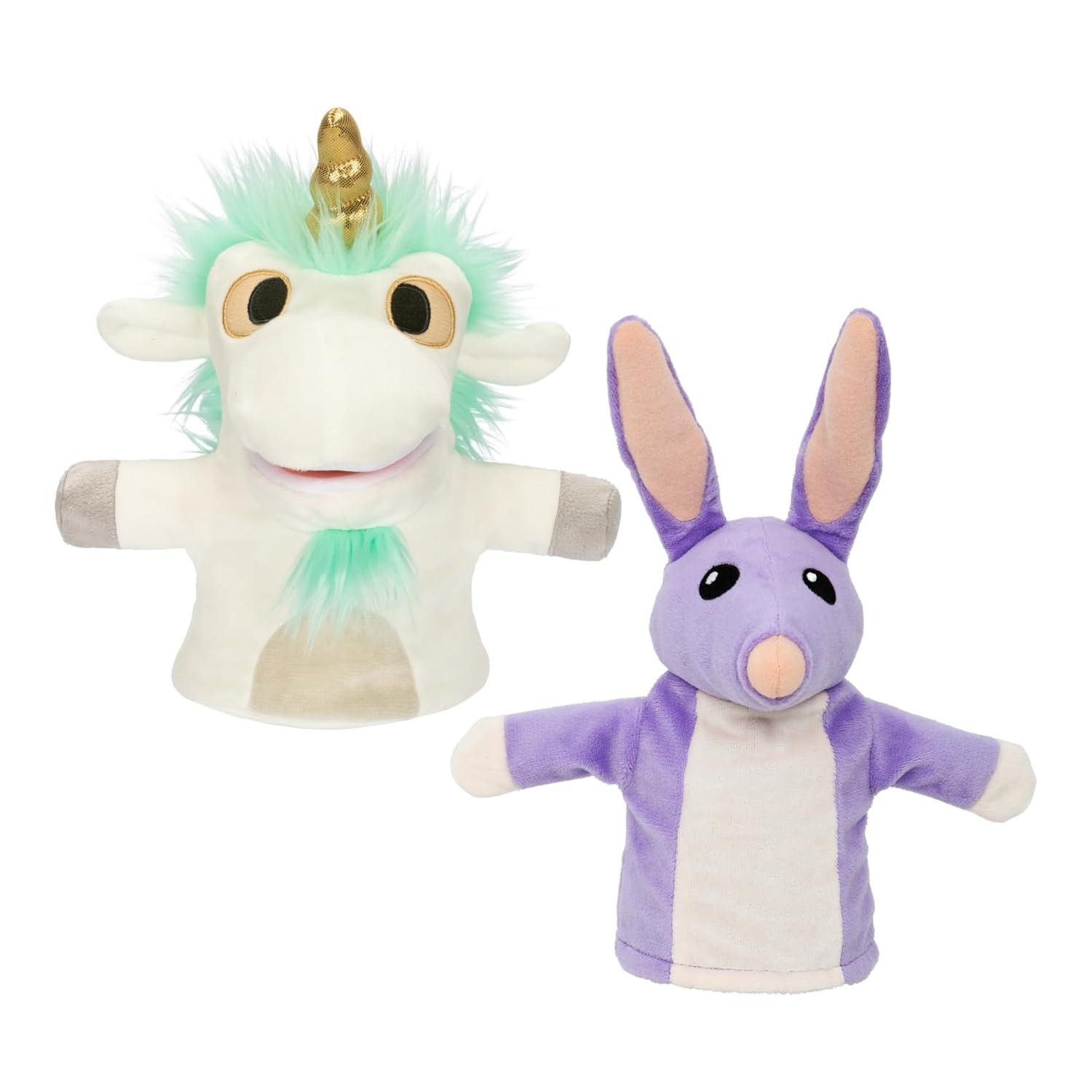 Bluey Unicorse & Bob Bilby Hand Puppet Plush 2-Pack – 8-9” Soft Deluxe Fabric, Embroidered Details, Perfect for Toddler Hands, Imaginative Play, Official Bluey Toys, Amazon Exclusive