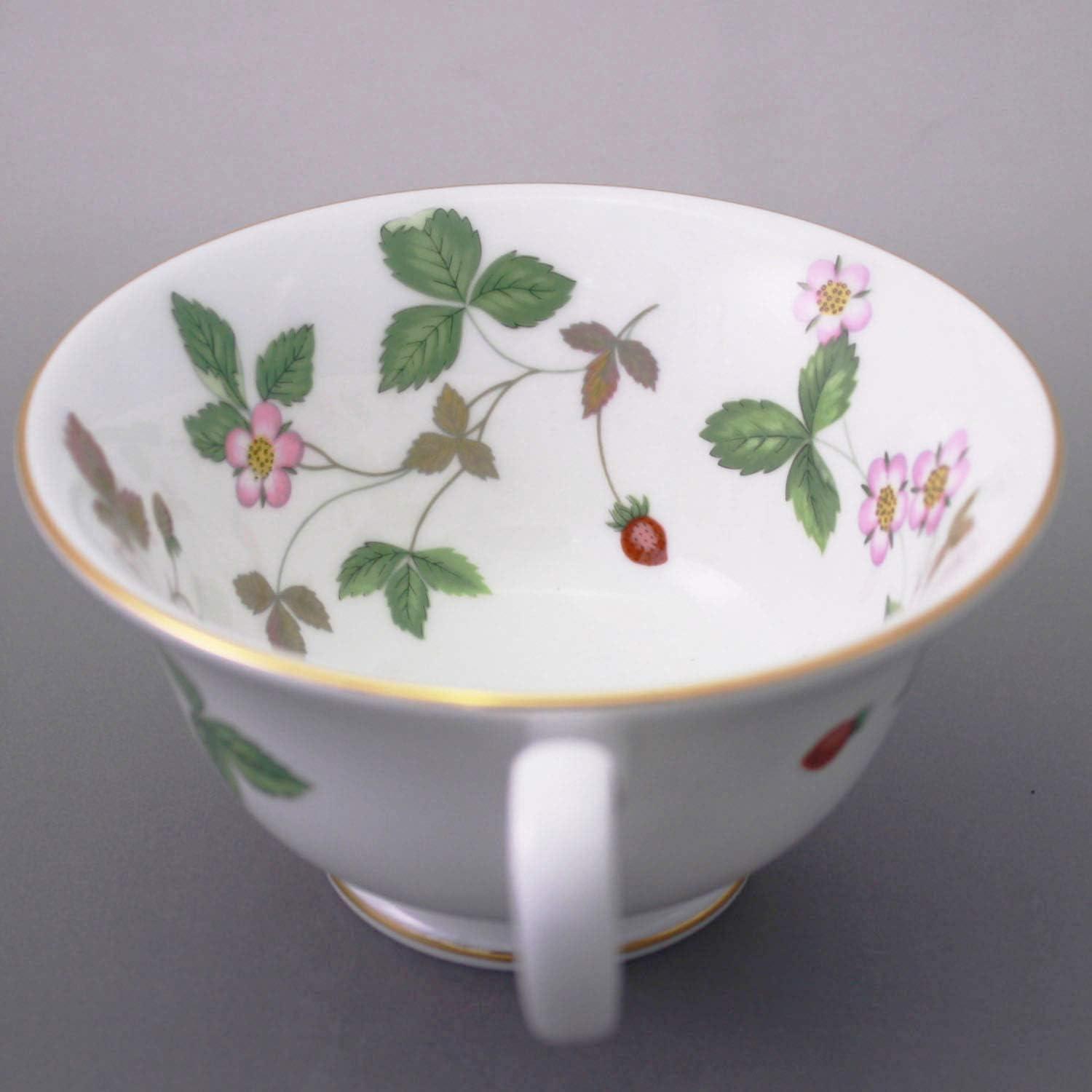 Wild Strawberry Fine Bone China Teacup & Saucer with Gold Trim