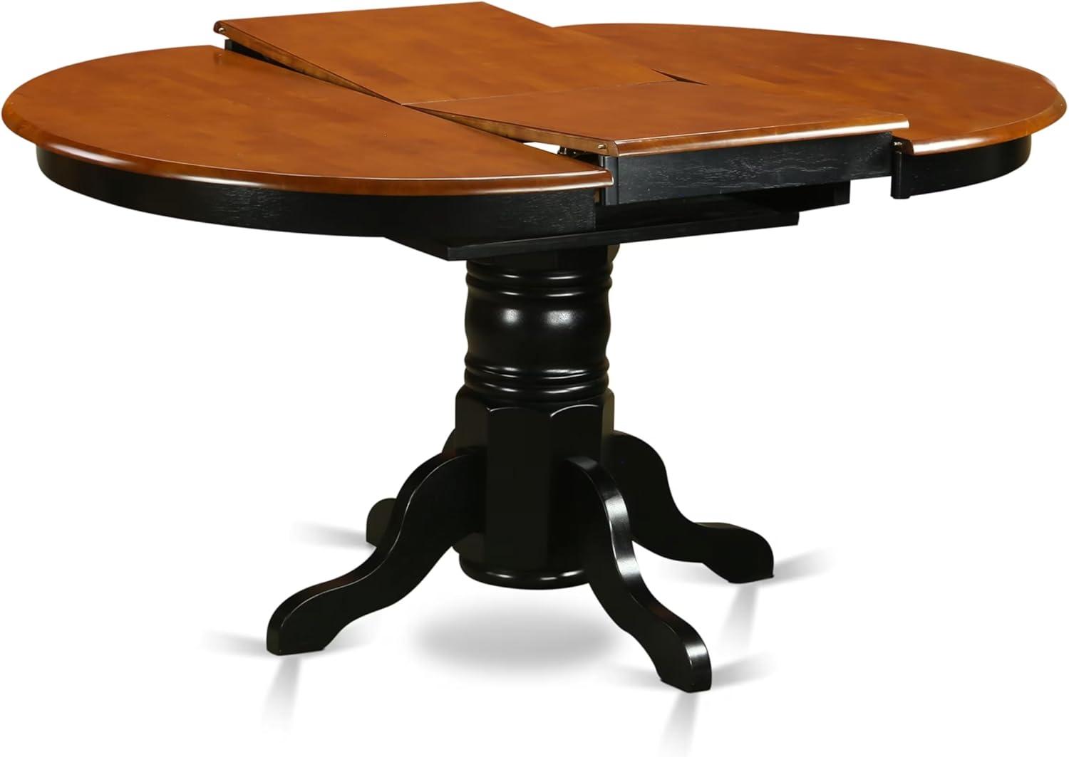 East West Furniture Avon 7-piece Wood Dining Set w/ Leather Seat in Black/Cherry