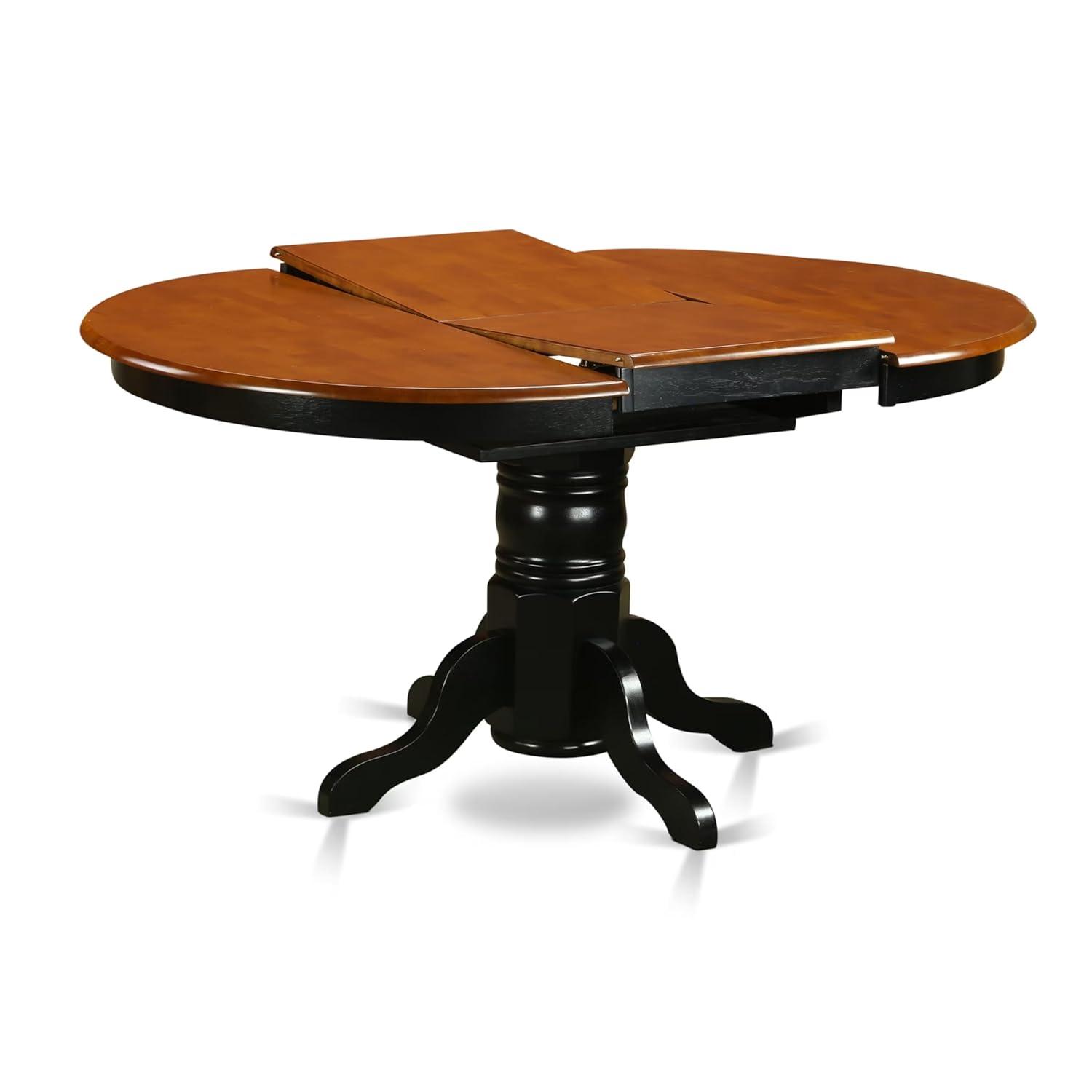 East West Furniture Avon 7-piece Wood Dining Set w/ Leather Seat in Black/Cherry