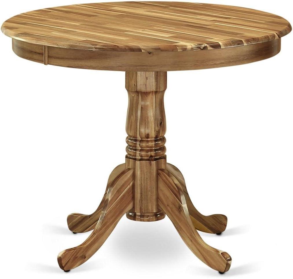 Natural Acacia Round Pedestal Dining Table 36" Diameter