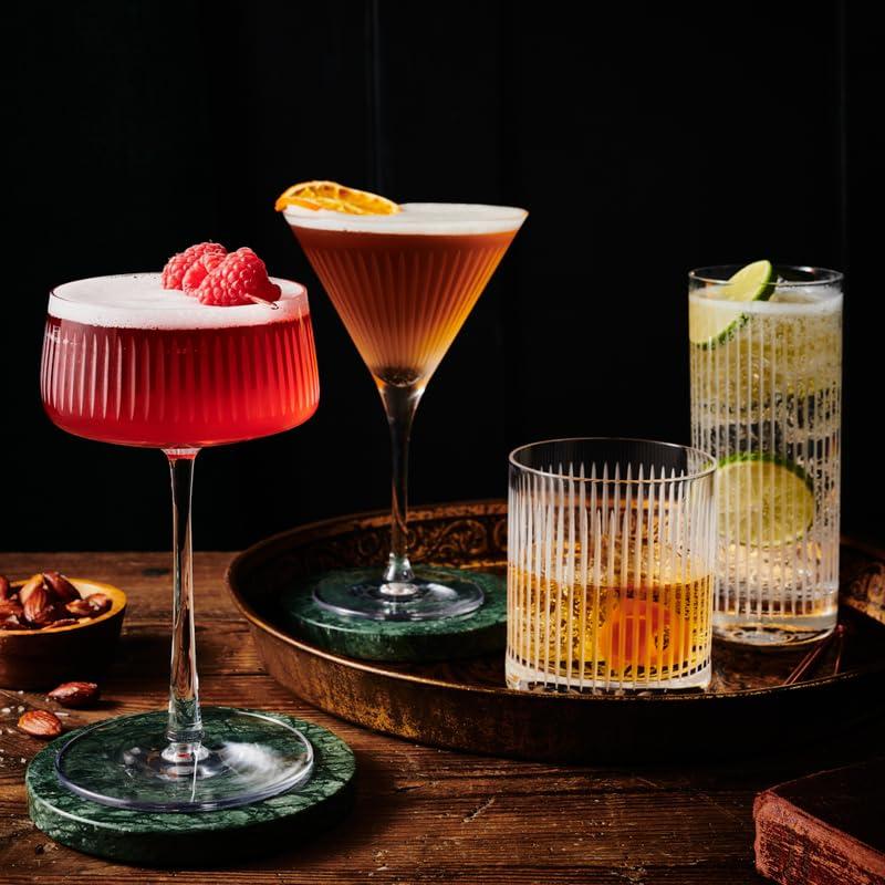 Elegant Crystal Clear Martini Glass Set with Long Stem, 8.5 oz