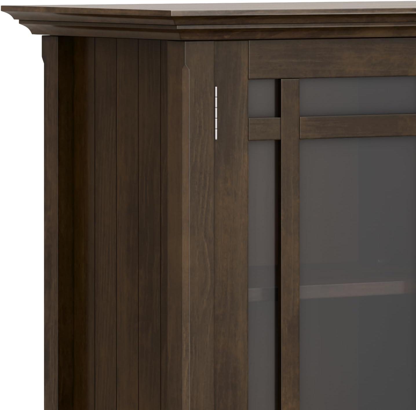 Simpli Home Bedford Transitional Solid Wood Storage Cabinet in Tobacco Brown