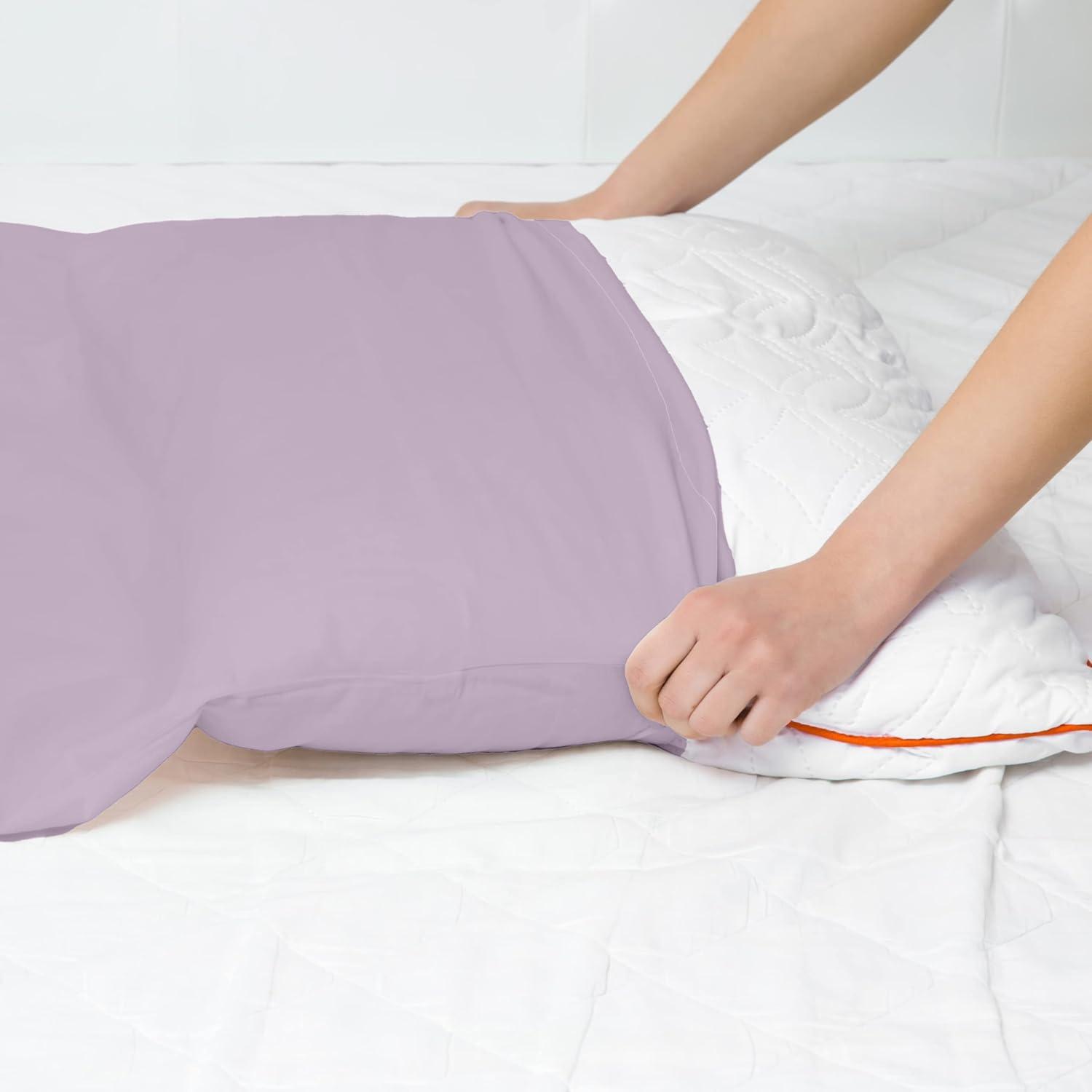 Superity Linen Queen Pillow Cases - 2 Pack - 100% Premium Cotton - Open Enclosure - Lavender