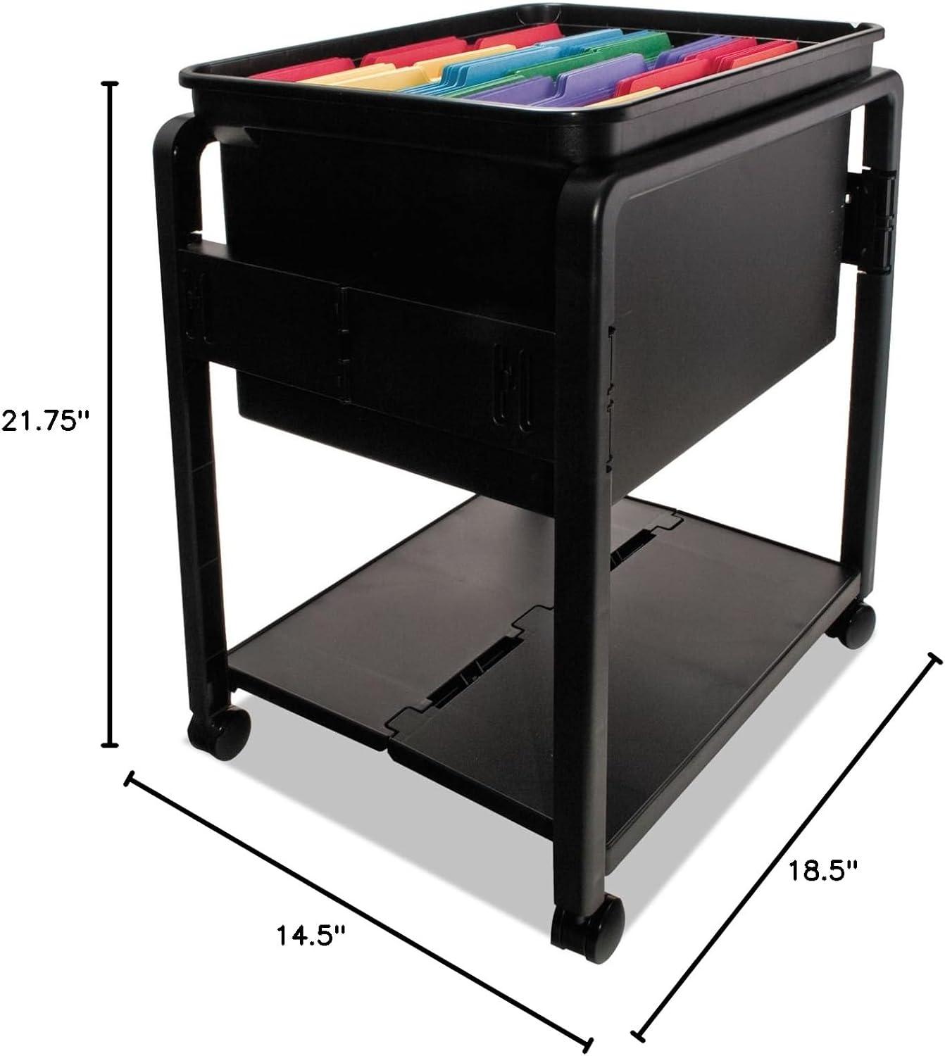 Folding Mobile File Cart 14.5w x 18.5d x 21.75h, Clear/Black
