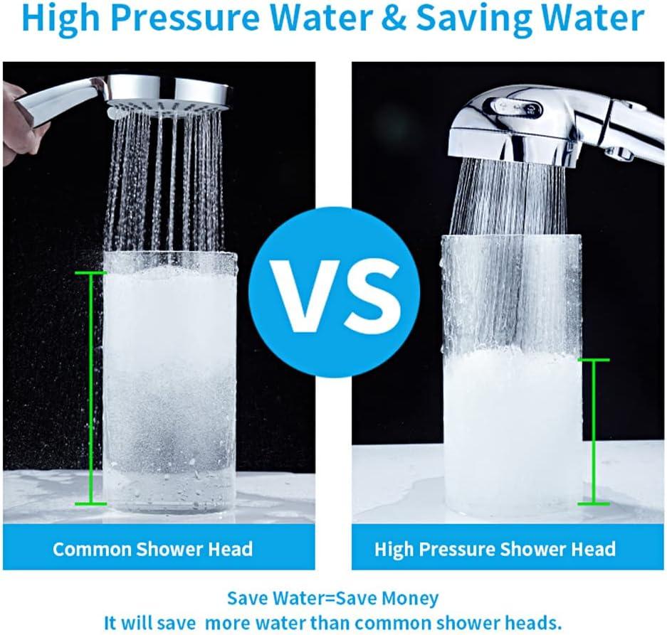 KAIYING Drill-Free High Pressure Handheld Shower Head with ONOFF Pause Switch 3 Spray Modes Water Saving Showerhead Detachable Puppy Shower Accessories (MShower Head (Chrome)+Bracket + Hose)