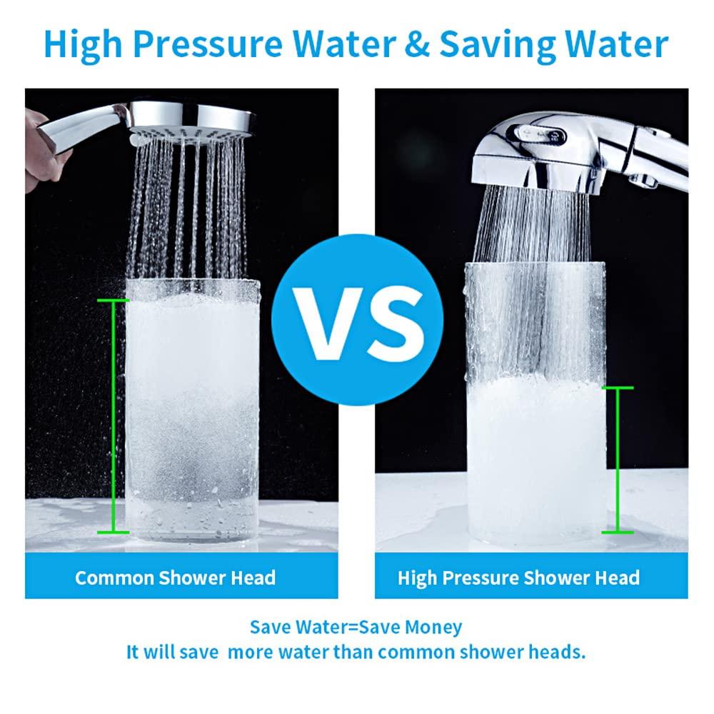KAIYING Drill-Free High Pressure Handheld Shower Head with ONOFF Pause Switch 3 Spray Modes Water Saving Showerhead Detachable Puppy Shower Accessories (MShower Head (Chrome)+Bracket + Hose)