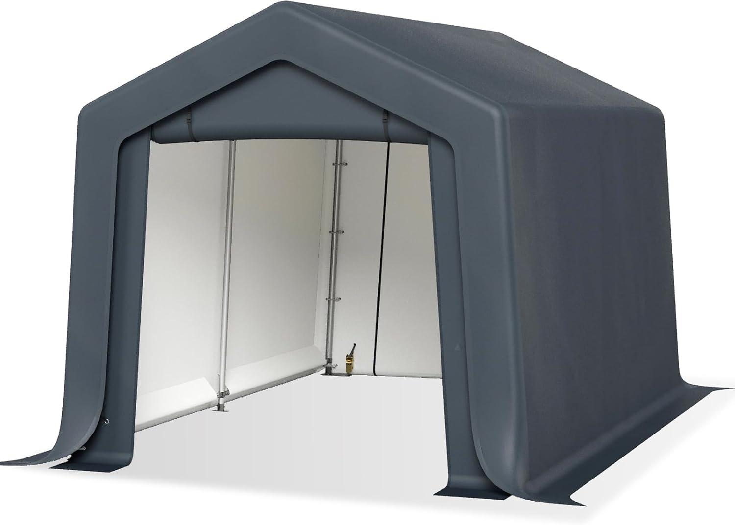 Alpha Joy 8 x 12 x 7.3ft Outdoor Storage Shed Heavy Duty Portable Carport Canopy Shelter, for Bike, Motorcycle, Garden Storage