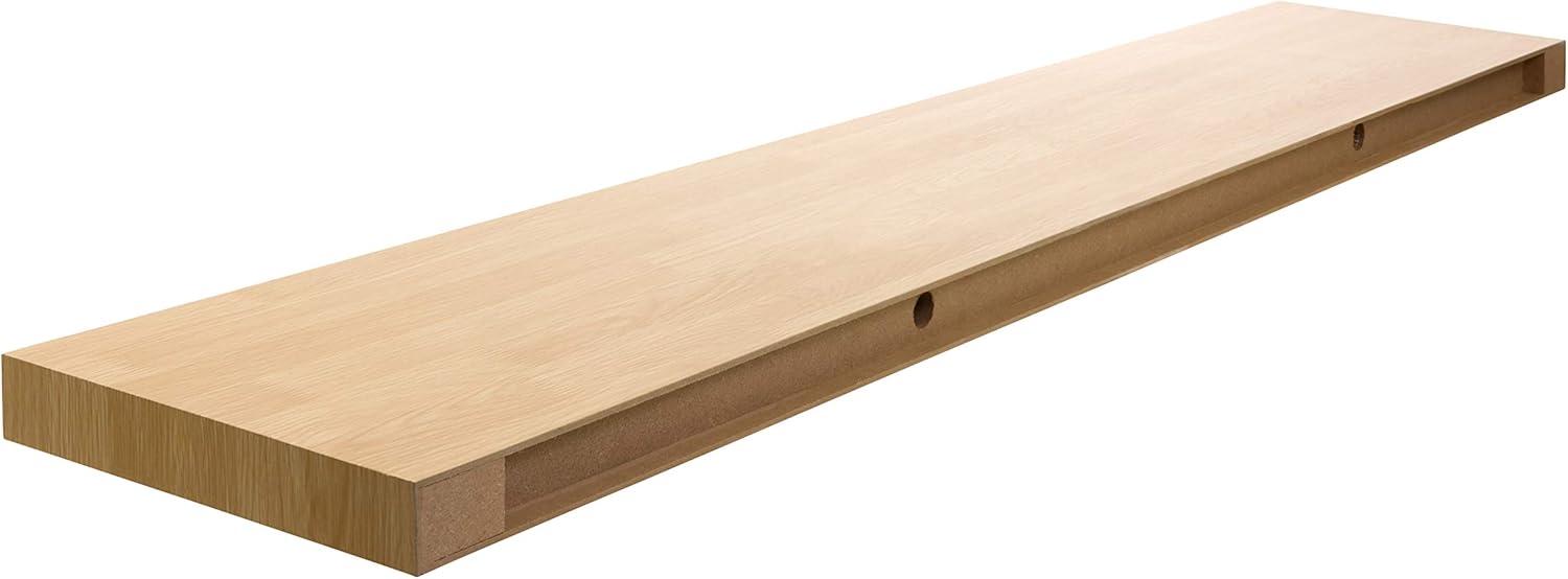 Modern Oak Floating Wall Shelf with Integrated LED Light, 47"