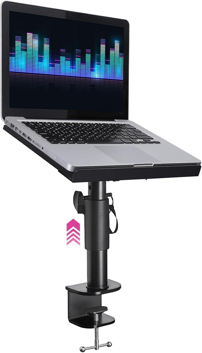 Liquid Stands Laptop Desk Mount - 9x12.5" Adjustable Laptop Mount for Desk Holds Up to 65 LBS - Versatile Laptop Mount for Desk, Piano & Workstations