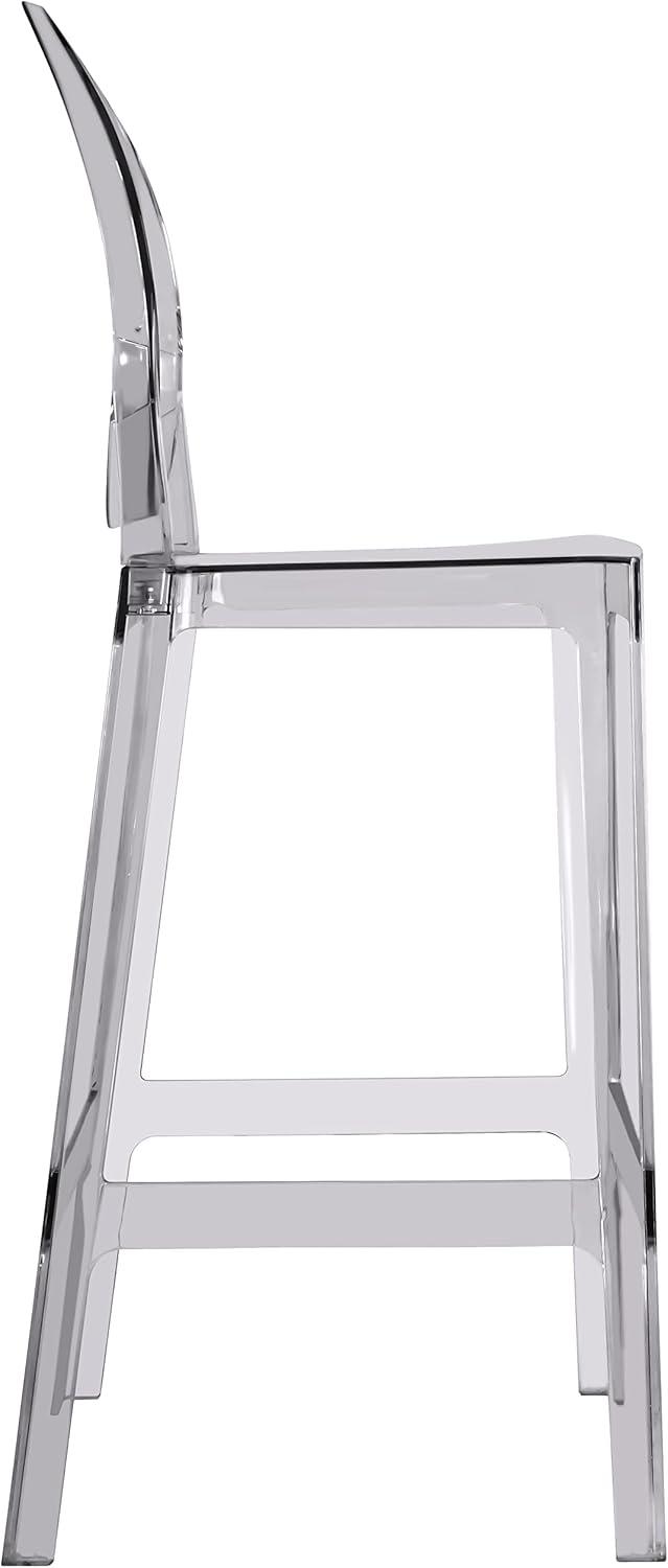 2xhome Set of 2 30" Seat Height Modern Contemporary Bar Stool with Oval Back Armless Polycarbonate Transparent Clear