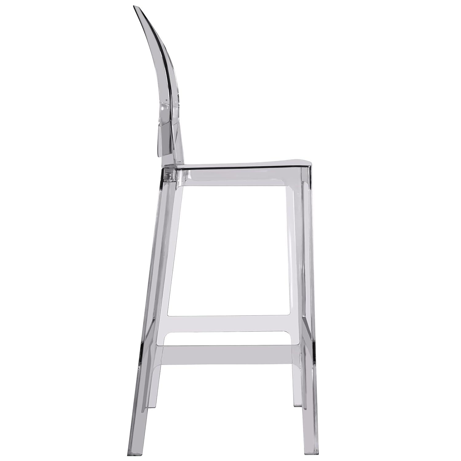 2xhome Set of 2 30" Seat Height Modern Contemporary Bar Stool with Oval Back Armless Polycarbonate Transparent Clear