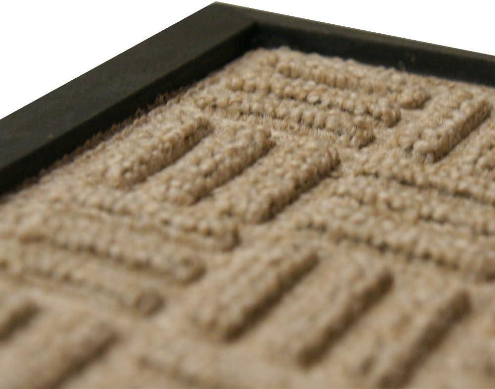 Rubber-Cal "Wellington" Rubber Backed Carpet Doormat - 16 x 24 inches - Tan Polypropylene Mat