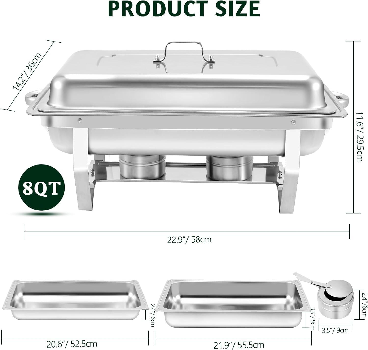 The Party Aisle™ Chafing Dishes For Buffet 4 Pack, 8 Qt Stainless Steel Chafers And Buffet Warmers Sets With Lid, Rectangle Serving Food Warmer Catering Supplies Buffet Display For Parties