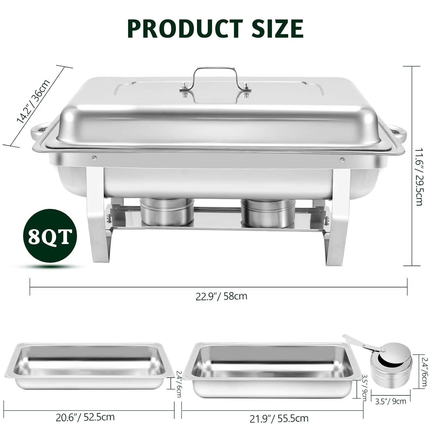 The Party Aisle™ Chafing Dishes For Buffet 4 Pack, 8 Qt Stainless Steel Chafers And Buffet Warmers Sets With Lid, Rectangle Serving Food Warmer Catering Supplies Buffet Display For Parties