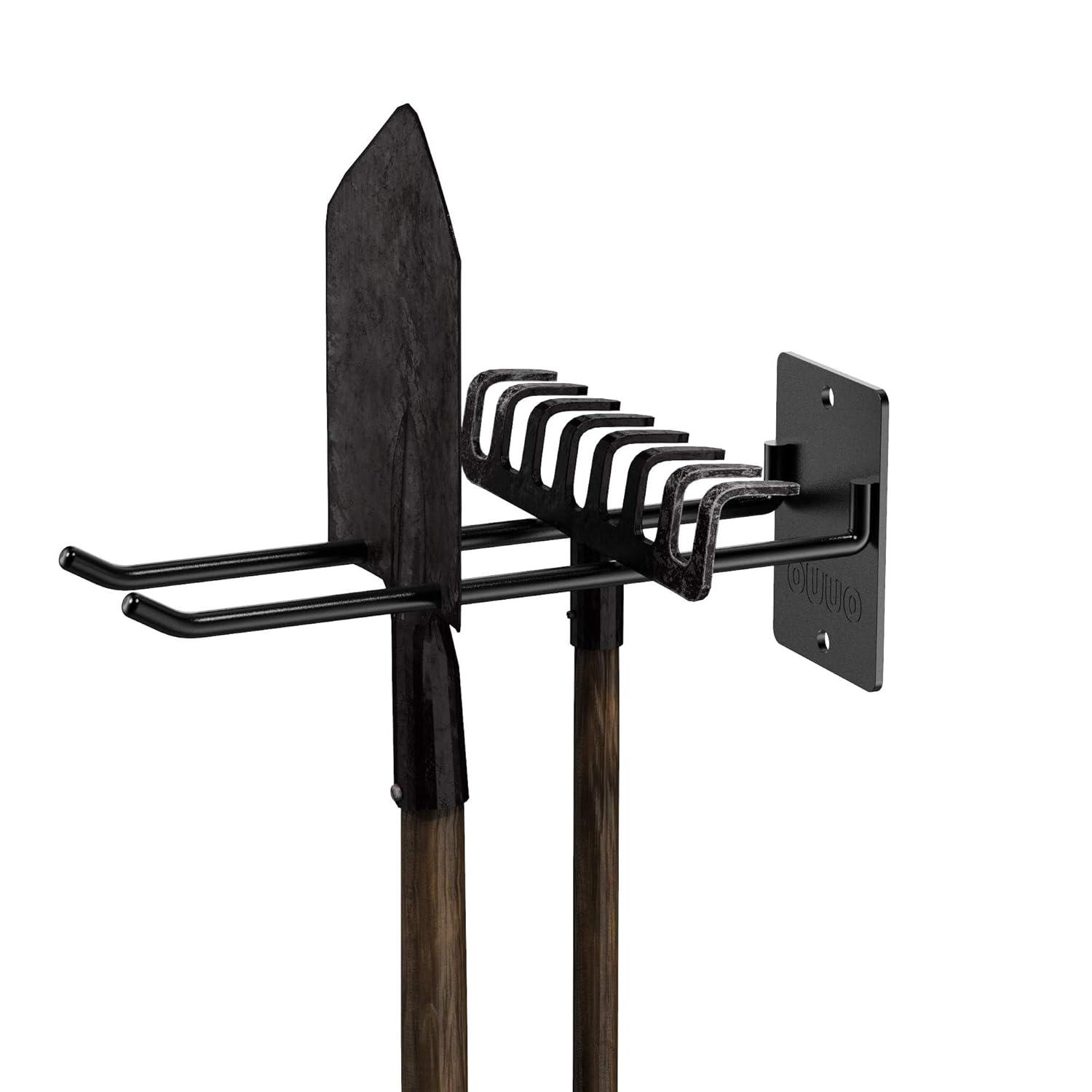 4 Pack Garage Storage Organizer for Tool Organization Heavy-Duty Solid Steel Wall Hanger for Garden Tools - Shovel Holder, Rake Broom Yard Wall Mount Hooks - Overhead Garage Storage Rack