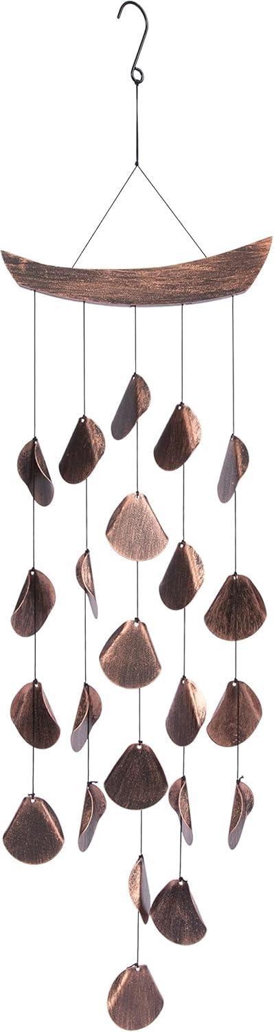 VP Home 30" H Iron Shimmering Mandala Wind Chimes for Outside, Brown