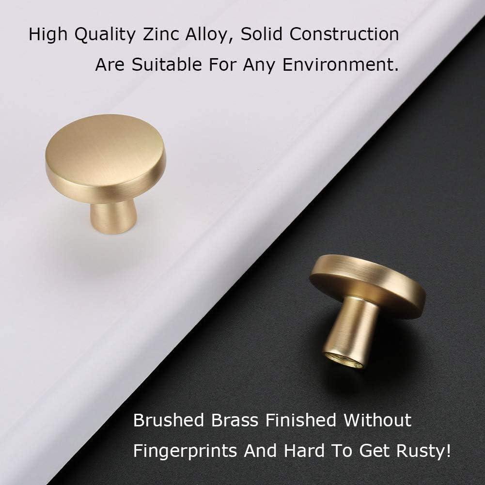 Brushed Brass Round Knurled Cabinet Knob Set