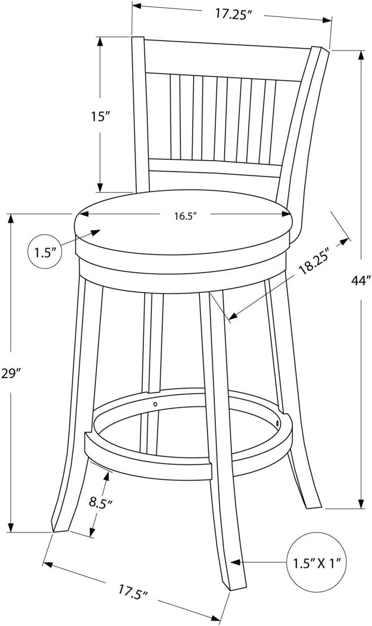 Monarch Specialties Bar Stool Set Of 2 Swivel Counter Height Kitchen White Wood Grey Leather Look Transitional