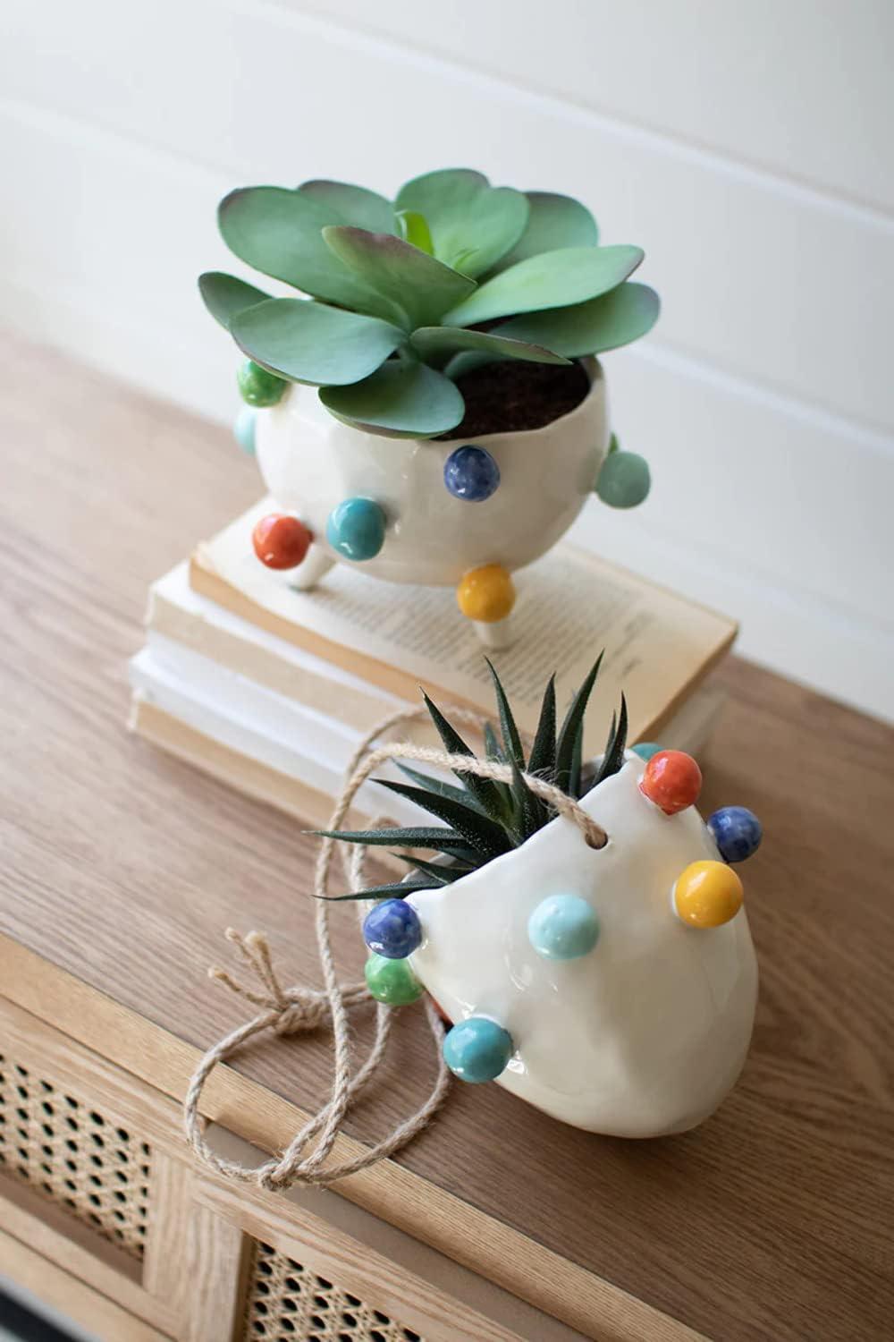 Bubbled Charm Multicolor Ceramic Planter 6.5"D x 4.5"H