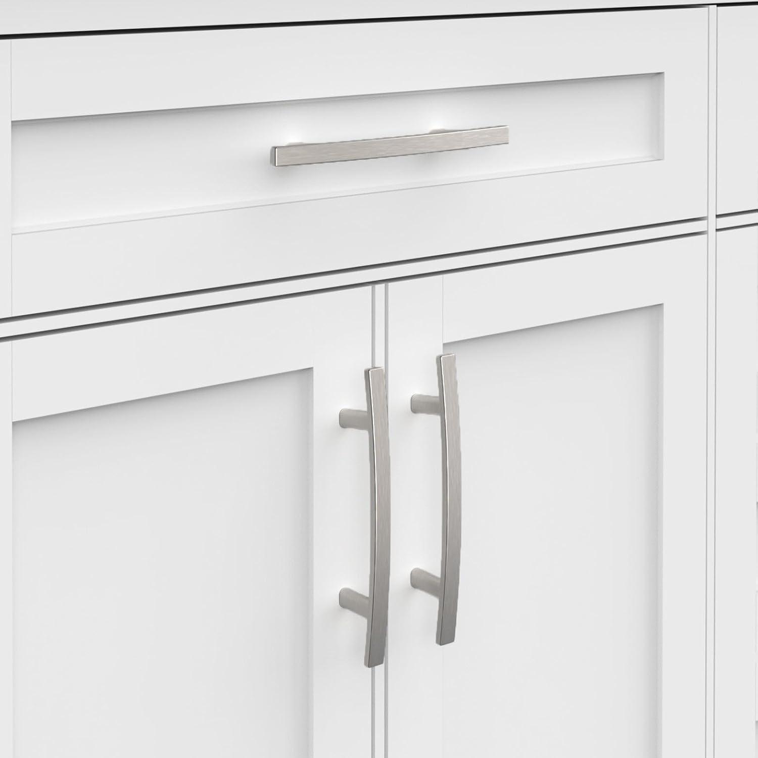 Satin Nickel 6.14" Modern Curved Bar Cabinet Pull