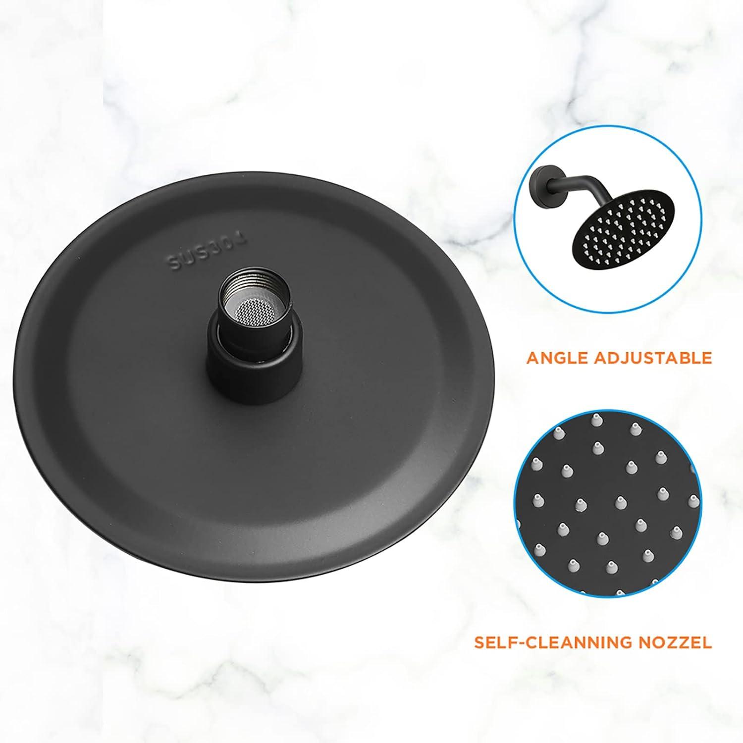 Black Shower Head And Faucet Set Complete With Valve Shower Fixtures With 6 Inch High Pressure Rain Shower Head Trim kit Regaderas Para bBaño Modernas