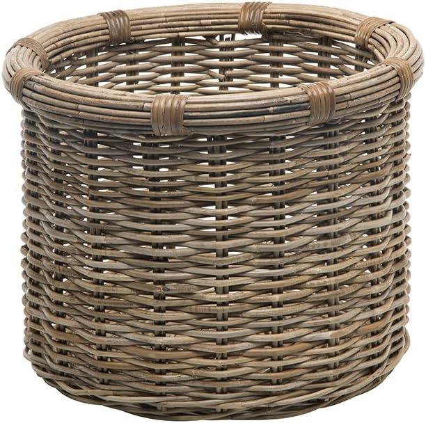 Gray-Brown Round Rattan Storage Basket