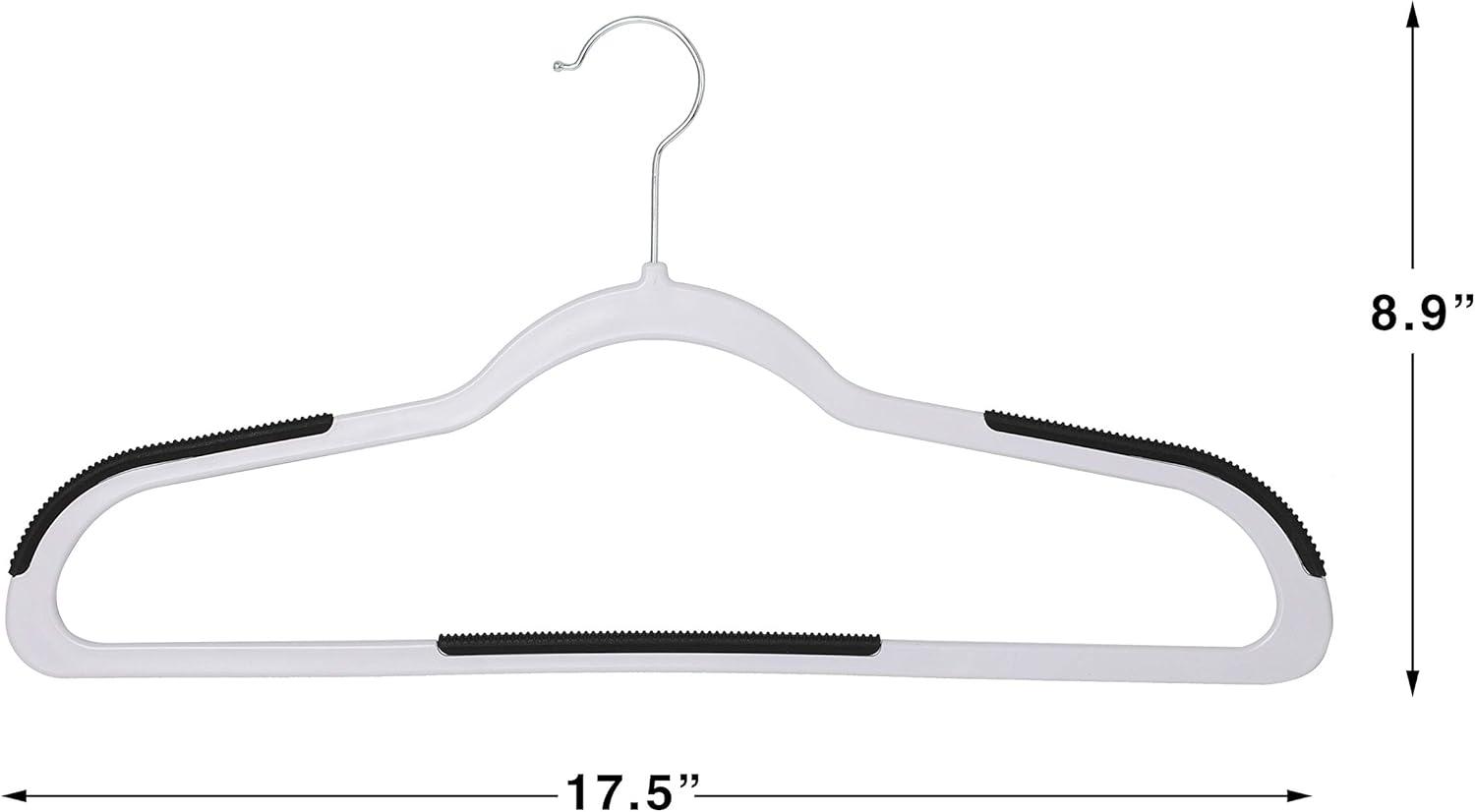 Heavy Duty White Plastic Hangers with Non-Slip Pads, 50 Pack