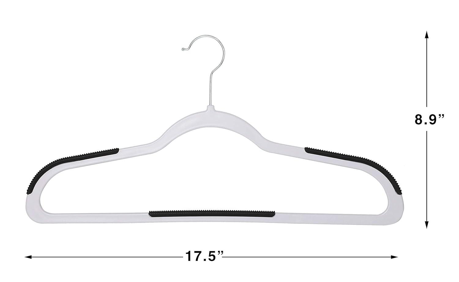 Finnhomy 50 Pack Plastic Hangers, Heavy Duty Clothes Hangers with Non-Slip Pads, Space Saving Easy Slide Organizer for Bedroom Closet, Great for Shirts, Pants, White