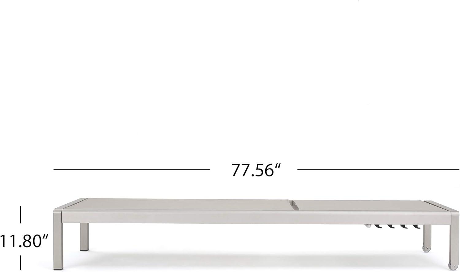 GDF Studio Crested Bay Outdoor Mesh and Aluminum Armless Adjustable Chaise Lounges, Gray and Silver, Set of 2