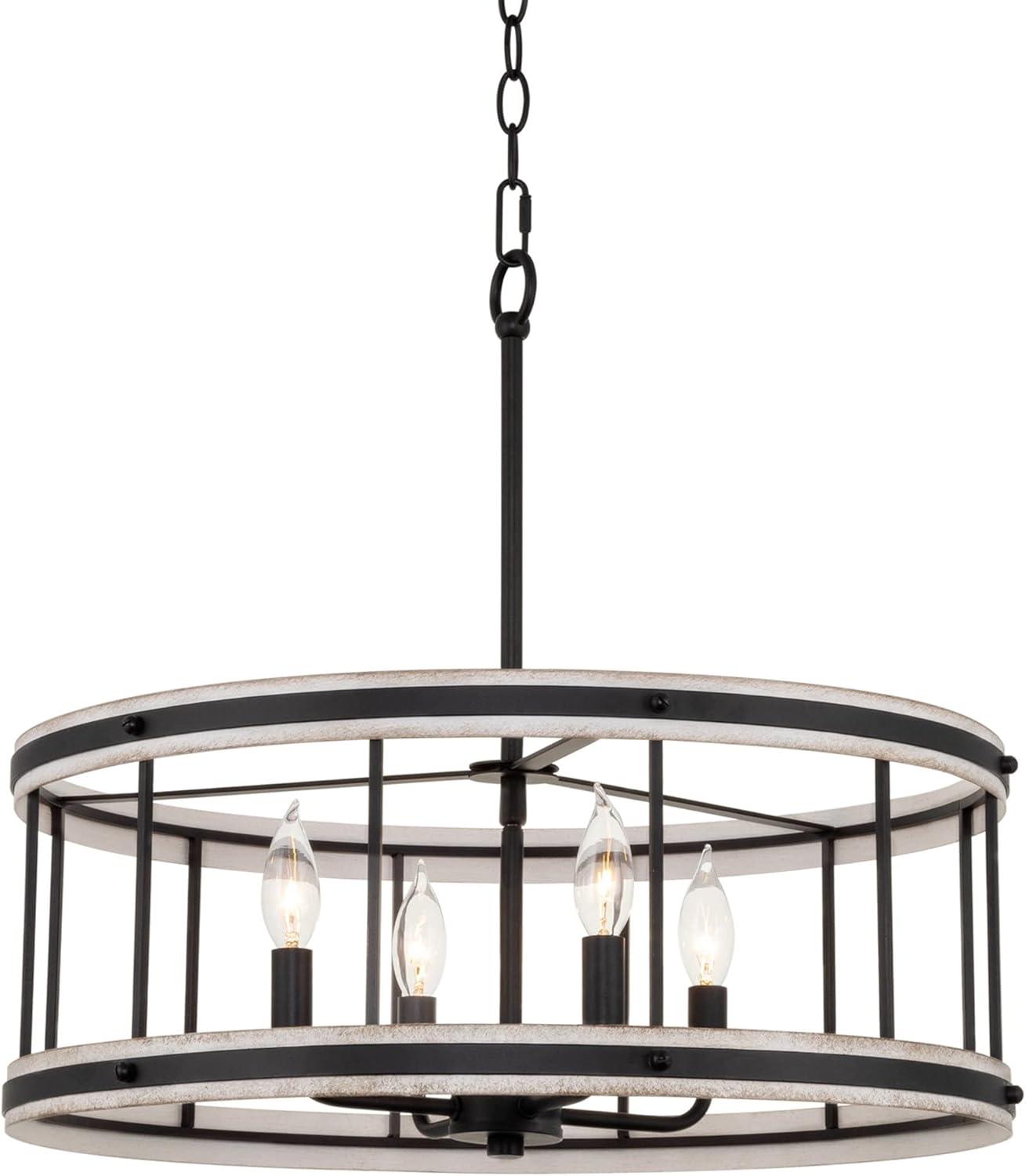 Brynn 21" Black and White Ash Drum Chandelier