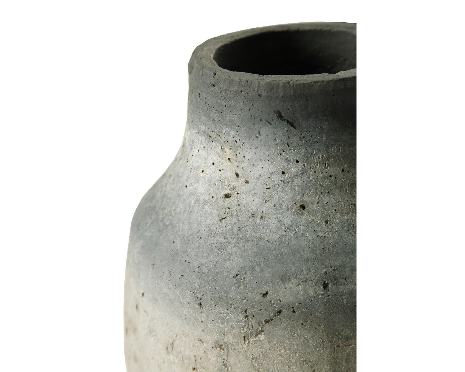 Signature Design by Ashley Moorestone Casual 10.5" Cement Tabletop Vase with a Distressed Finished Look, Gray & Black
