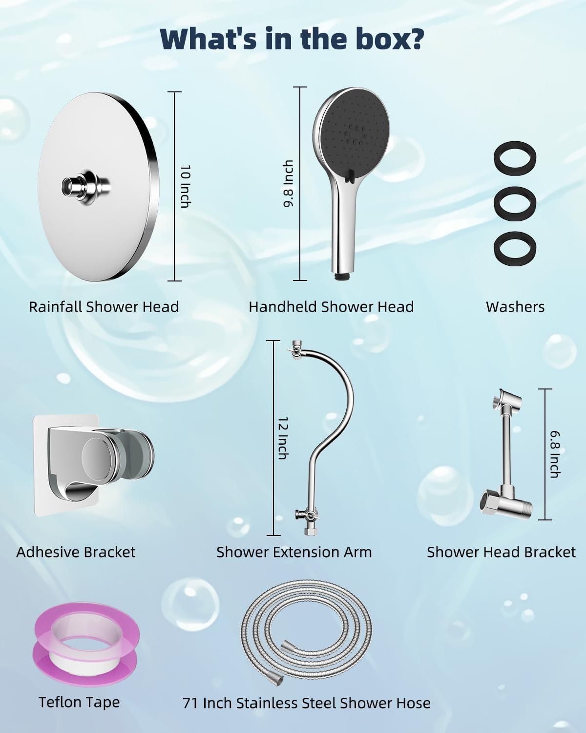 Chrome Adjustable Height Dual Shower Head with Handheld