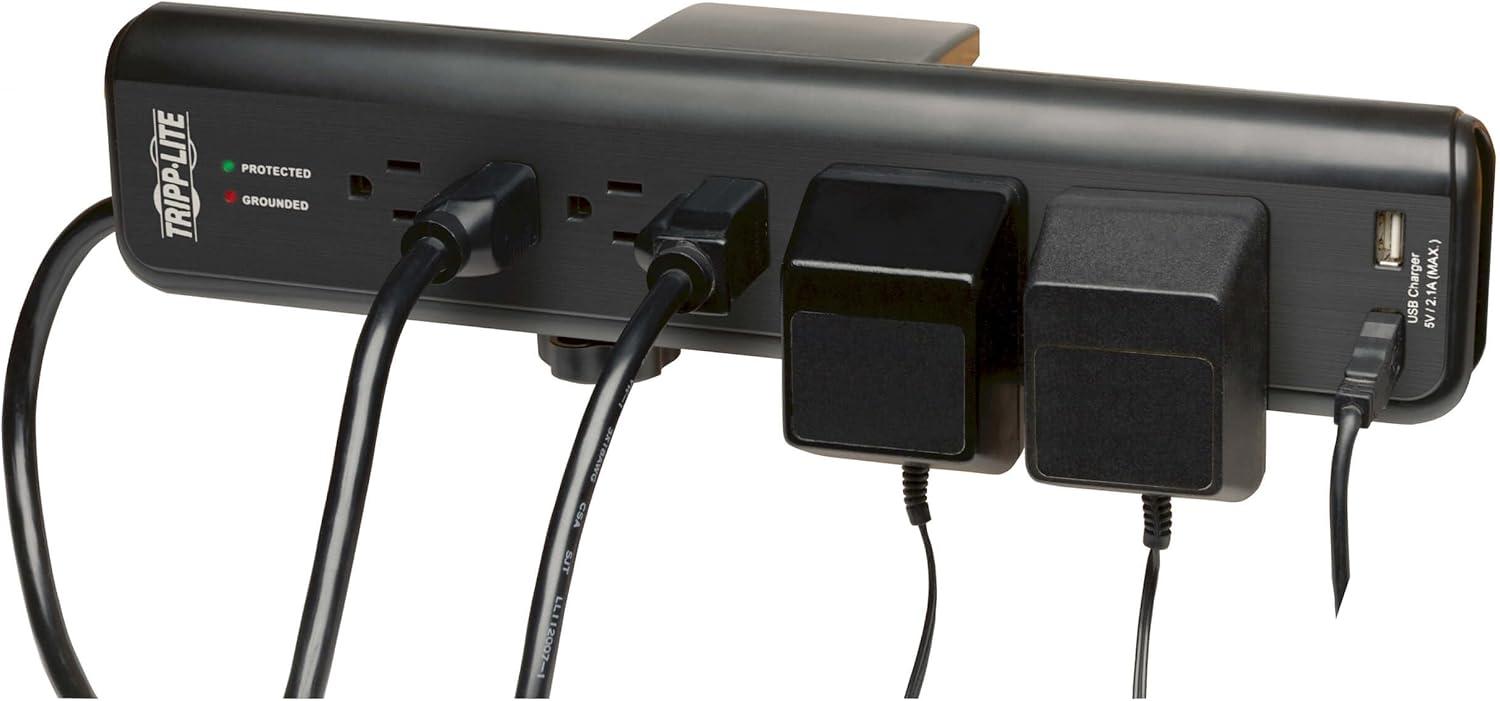 Tripp Lite 6-Outlet Surge Protector with Clamps and 2 USB Ports