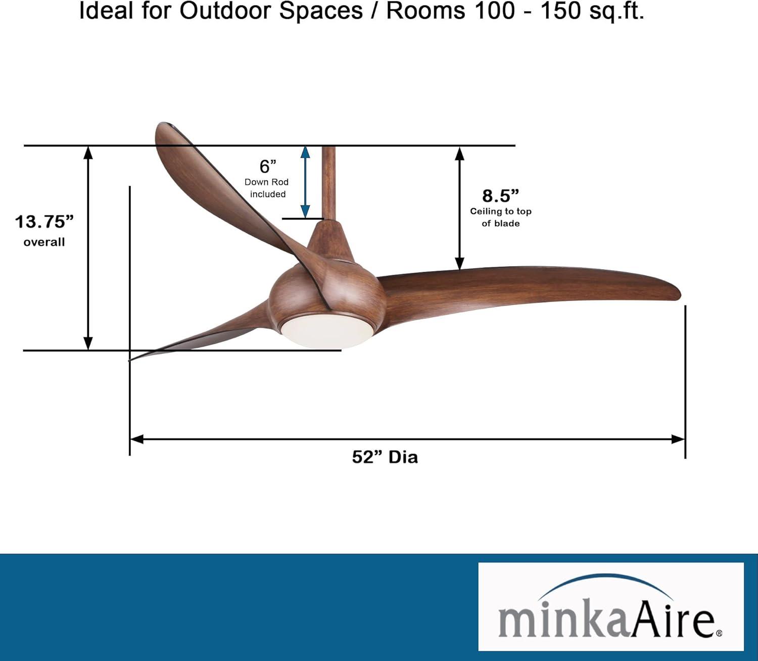 52" Wave 3 - Blade LED Propeller Ceiling Fan with Remote Control and Light Kit Included