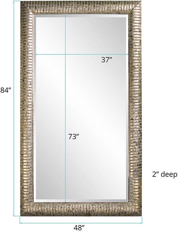 Antique Silver Rectangular Full Length Leaner Mirror